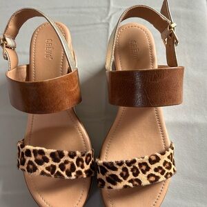 Crevo Brown and Leopard Women's Sandals